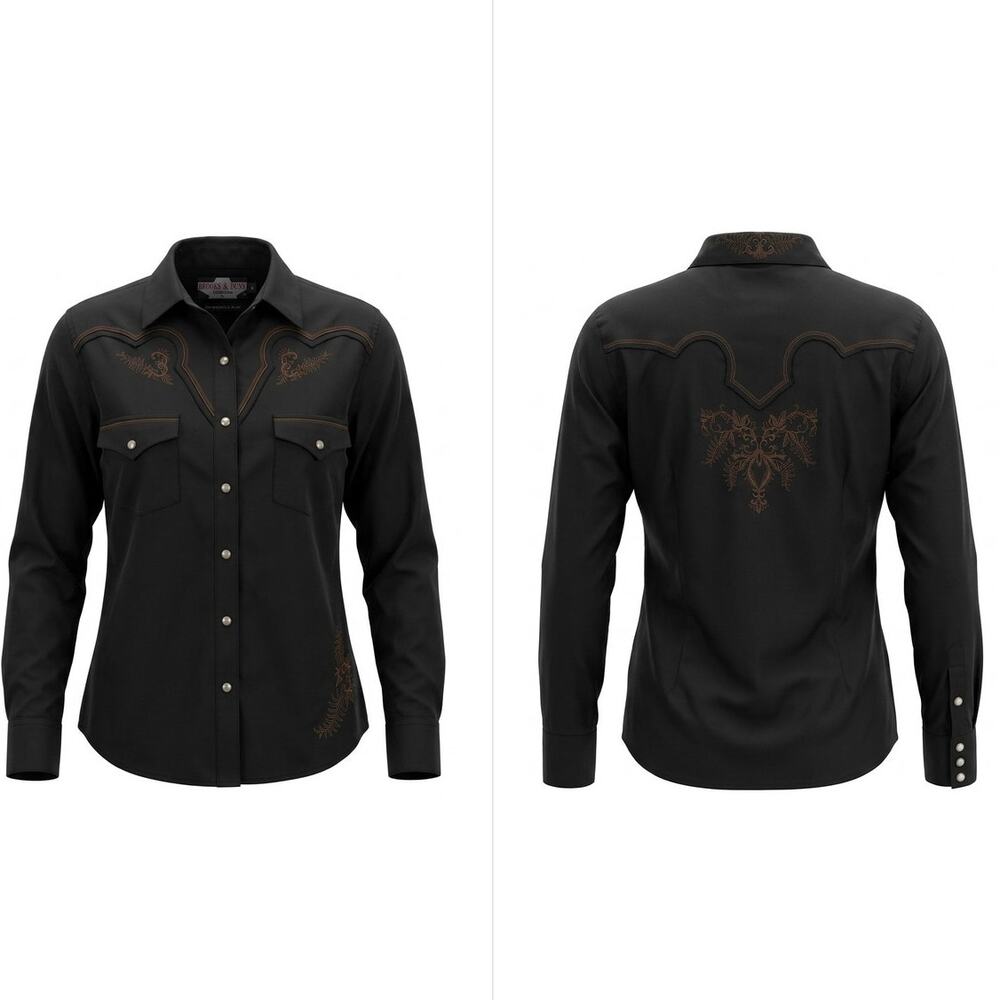 Brooks & Dunn V8S4245 Embroidered Western Button-Up Shirt Women Size S